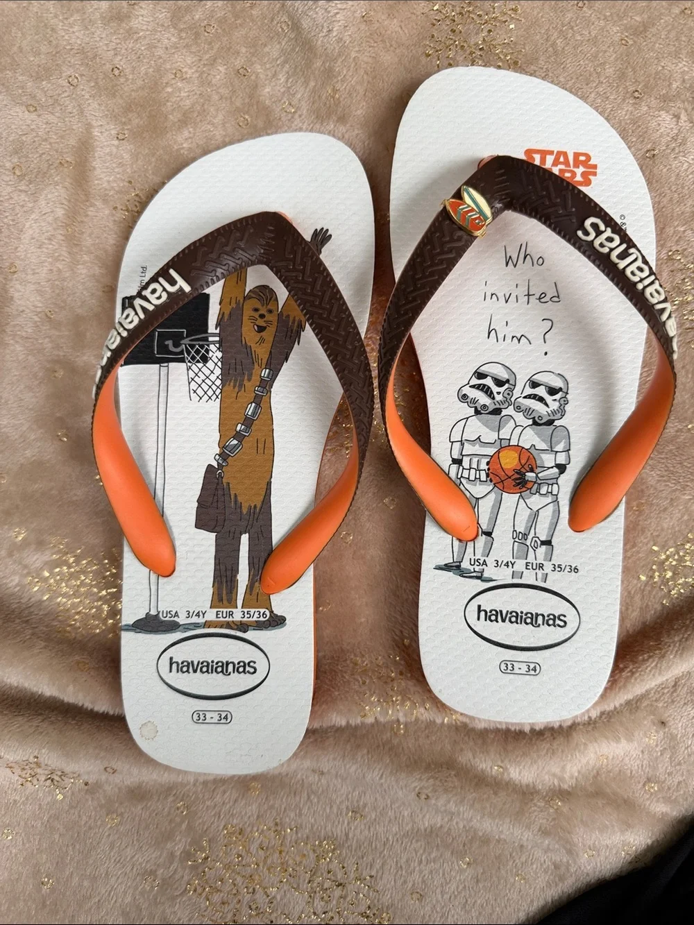 Havaianas Kids Star Wars Orange & Brown Chewbacca Stormtrooper Flip Flops